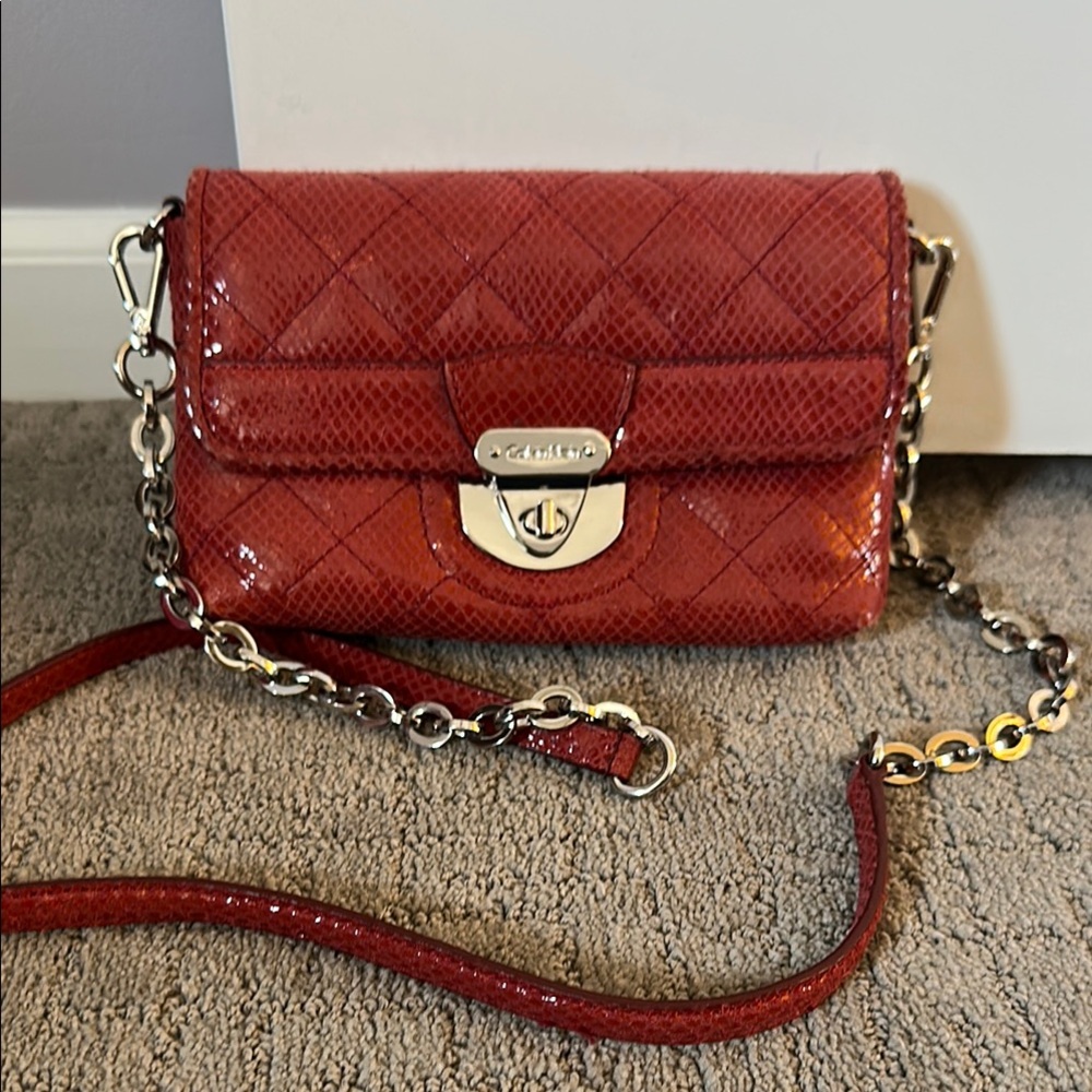 Chic Red Quilted Leather Bag